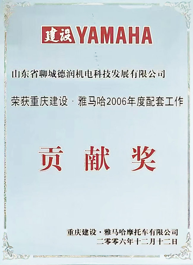 雅马哈2006年度配套工作贡献奖