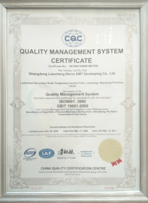ISO9001-2000 Quality Management System Certification